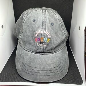 VACAY babe‎ ball cap. Charcoal gray, with colorful embroidery. Adjustable adult.